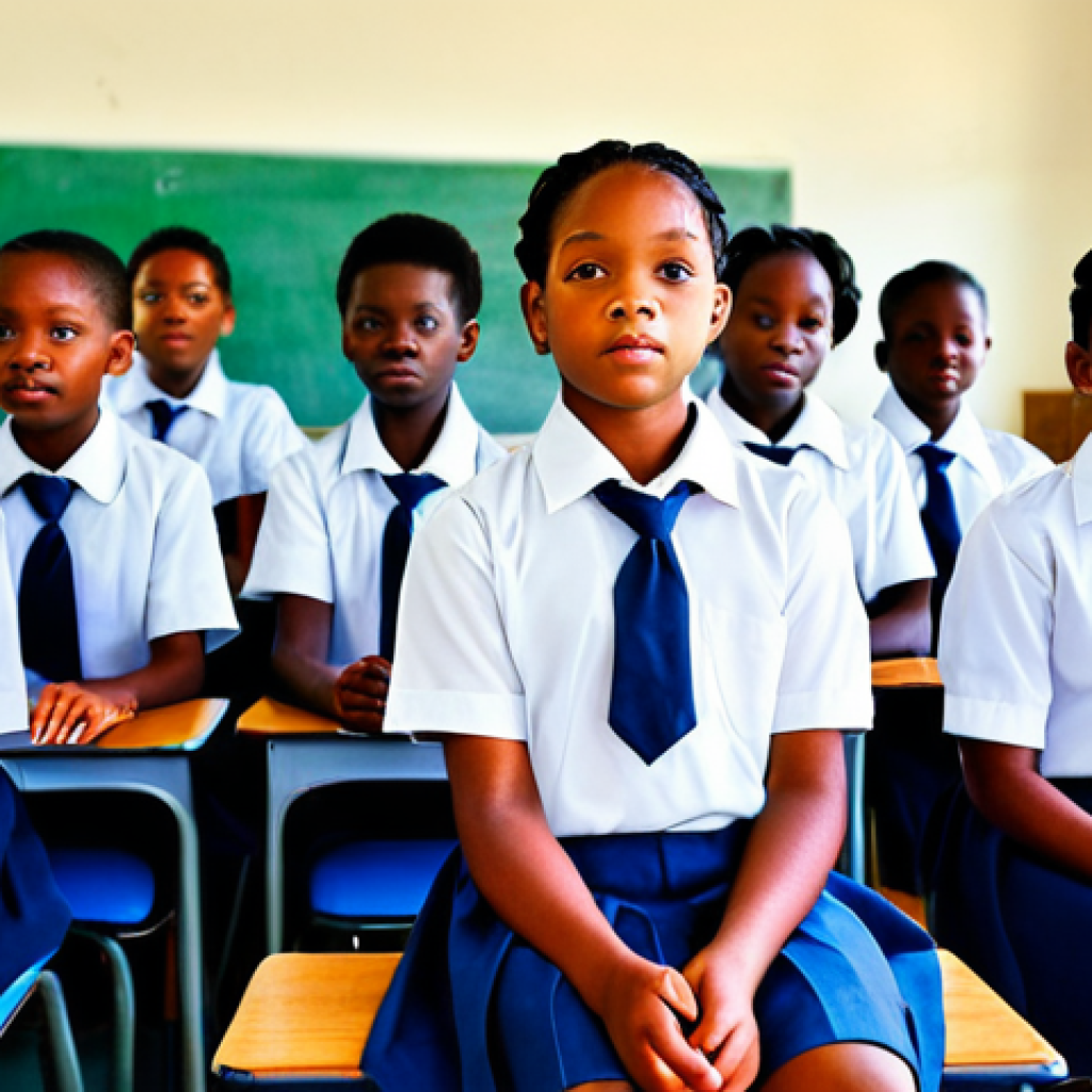 **
"A diverse group of Namibian children in school uniforms, attending class in a bright and modern classroom, fully clothed, appropriate attire, safe for work, perfect anatomy, natural proportions, educational setting, family-friendly, high quality, professional photography, focus on hope and learning."
**